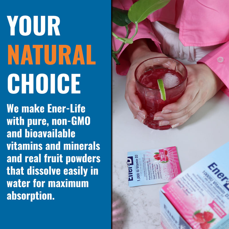 Ener-C Mixed Berry & Ener-D Raspberry Multivitamin Drink Mix, 54 Count | Vitamin Powder for Water, Electrolytes Powder, Hydration Boost Packets, Zero Sugar, Vitamin C & D3 60 Count (Pack of 1)