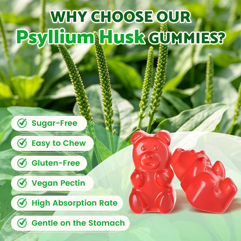 softbear 2 Pack Psyllium Husk Gummies 1500mg, Strawberry Flavor 120 Count | Psyllium Husk Fiber Supplement for Gut & Digestive Health, Regularity Support, Vegan/Organic/Sugar Free 60 Count (Pack of 2)