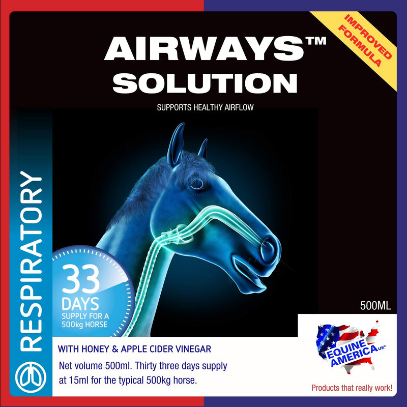 Equine America (500ml) Airways Solution to Support Respiratory Health for Horse & Pony. Premium Ready to Use Horse Supplement For Airways and Performance. Contains Natural Ingredients.
