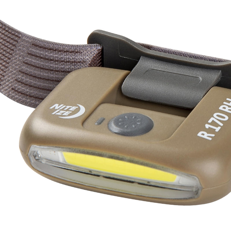 Nite Ize Radiant 170 Rechargeable Headlamp - Durable Headlamp with Rechargeable 170 Lumen Light - Great for Camping, Hiking & at-Home Projects - Coyote