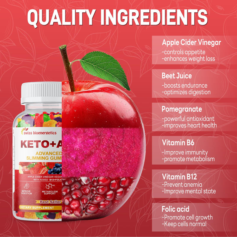 (2 Pack) Keto Apple Cider Vinegar Gummies, Keto ACV Gummy Diet Supplement, Advanced 1500mg ACV Gummies with Folate, B12、B6 and Keto Support for Women Men, Gelatin- Free, Vegan & Non-GMO (Multi-Flavor) 60 Count (Pack of 2)