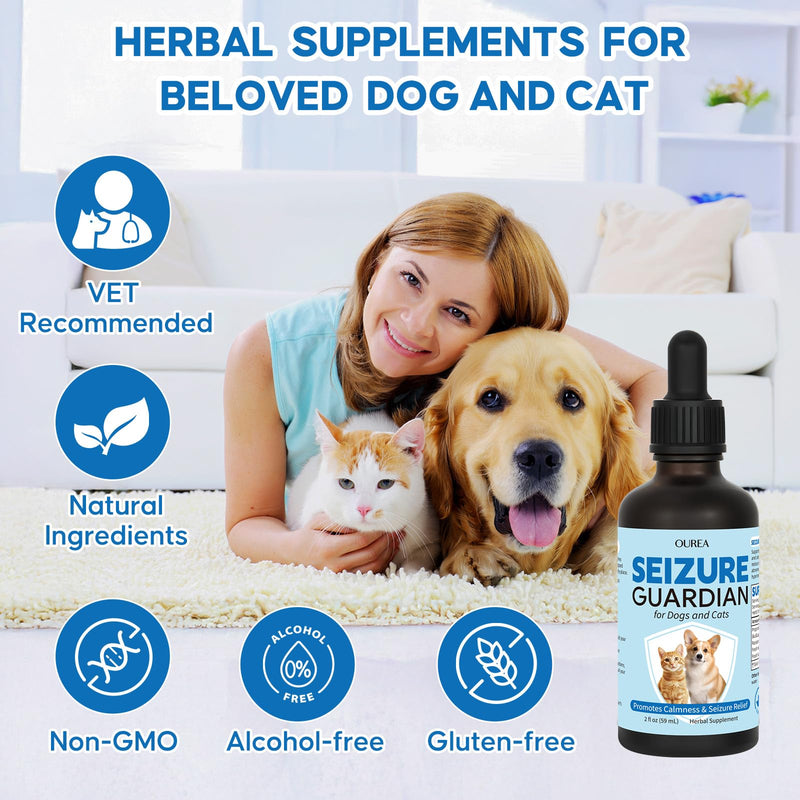 Seizure Guardian for Dogs and Cats, Nervous System Supplements Helps Manage Seizure Symptoms and Eases Anxiety and Stress, Natural Herbal Formula Calms the Nervous System (2 FL OZ)