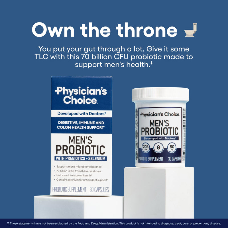 Physician's Choice Probiotics for Men - 70 Billion CFU - 8 Strains - w/Selenium & Organic Prebiotics - Supports Digestive Health, Microbiome, Colon, & Immune Health - Advanced Men's Probiotic - 30ct 30 Count (Pack of 1) - BeesActive Australia