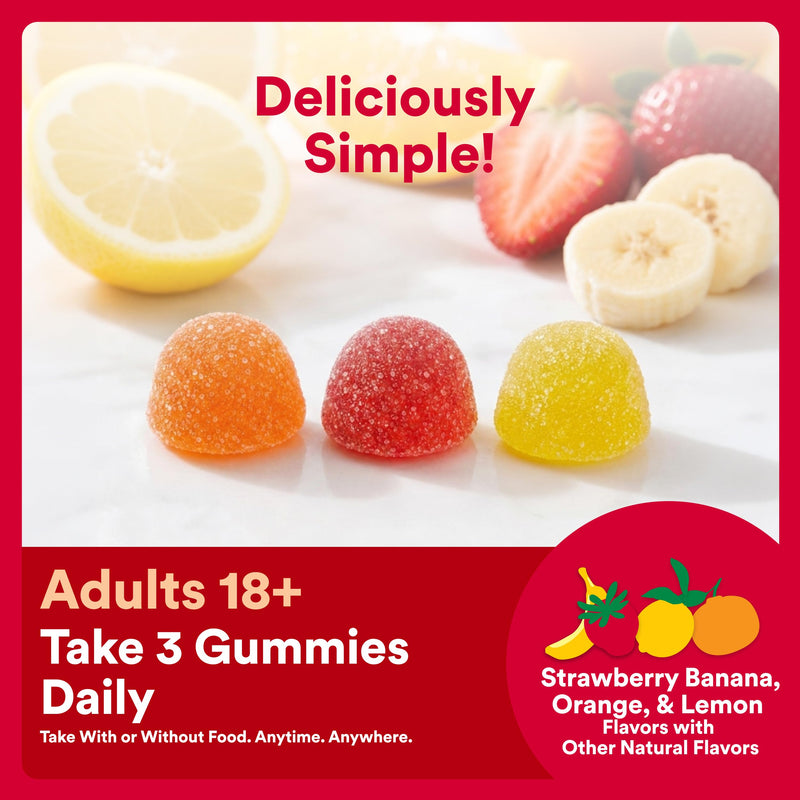 SmartyPants Plus Multi & Omegas Men and Women's Multivitamin Gummies with Omega 3 DHA/EPA, Vitamin D3, C, B12, B6, A, K, Zinc, Biotin, Clean Label, Three Fruit Flavors, 90 Count (30 Day Supply) Adult Mutivitamin Gummies