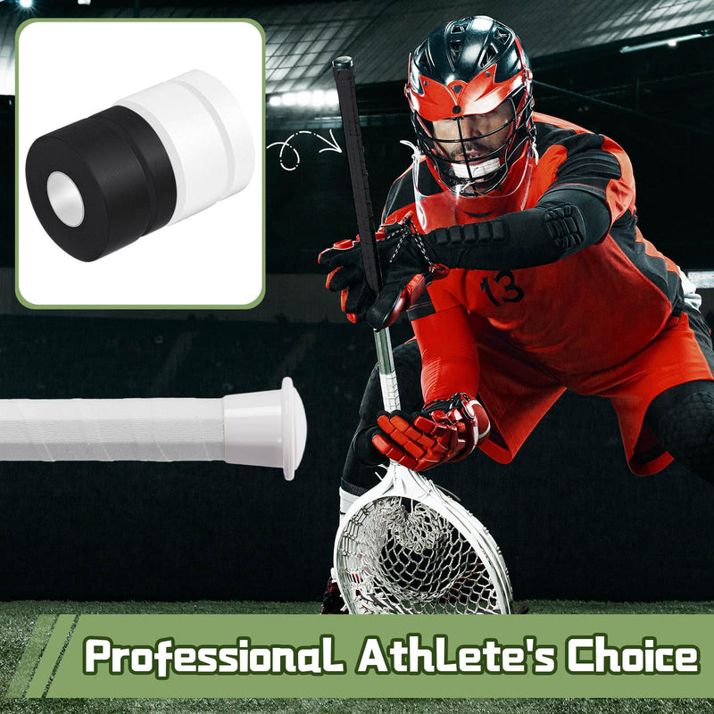 30 ft Lacrosse Stick Tape 1 Inch 1/2 Inch Non-precut Cotton Sweat Absorbent Bat Grip Tape for Lacrosse Baseball Bats Black, White 12 - BeesActive Australia
