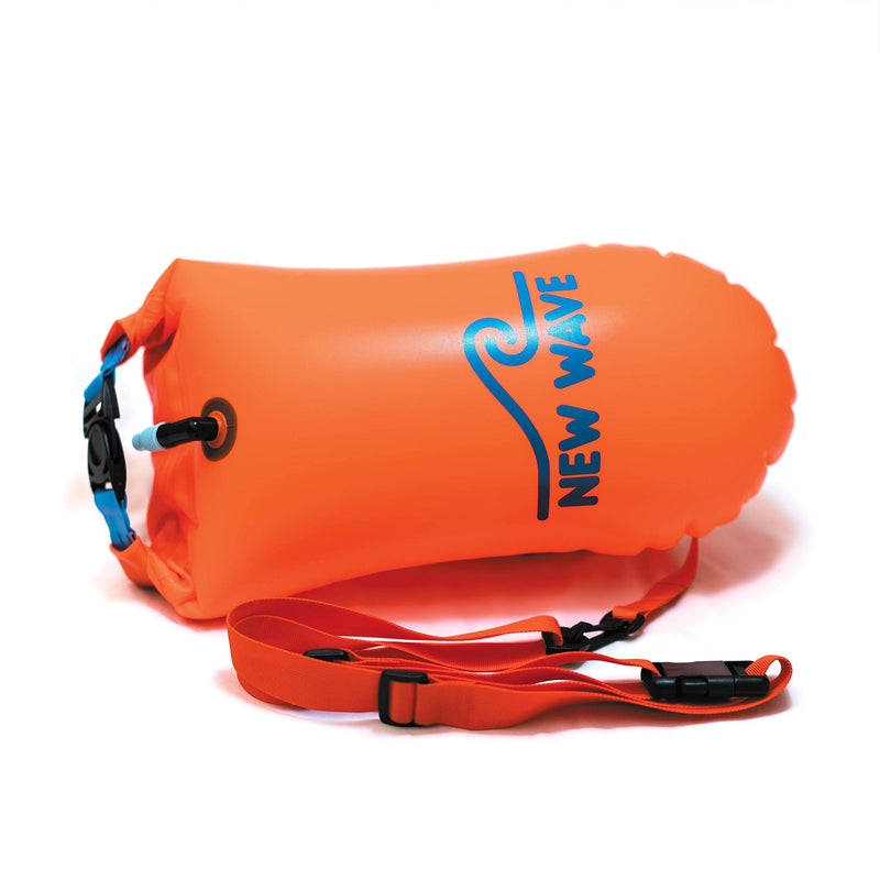 New Wave Swim Buoy for Open Water Swimmers and Triathletes - Light and Visible Float for Safe Training and Racing - Nylon TPU Orange Nylon-TPU 15L - BeesActive Australia