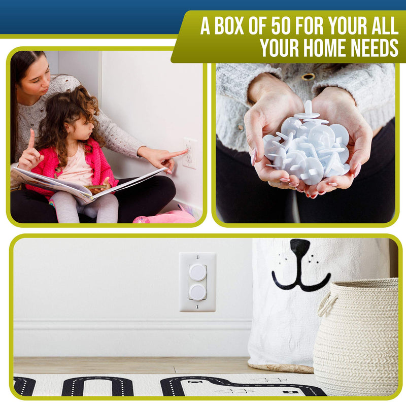 Outlet Covers Baby Proofing (50 Pack) Safe & Secure Electric Plug Protectors | Sturdy Childproof Socket Covers for Home & Office | Easy Installation | Protect Toddlers & Babies | White 50 Count (Pack of 1) - BeesActive Australia