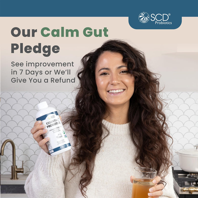 SCD Probiotics Essential Probiotics Gut Health Drink with Prebiotics, 16 oz | All Ages 2+, 11 Live Strains, Acidophilus, Certified Organic, Vegan, Gluten Free, 30 Servings, Double Sealed, Zero Sugar 16 Fl Oz (Pack of 1)