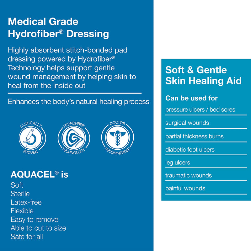 AQUACEL Extra 6"x6" Hydrofiber Wound Dressing, Sterile, 5 Ct 6" x 6" (5 Count)