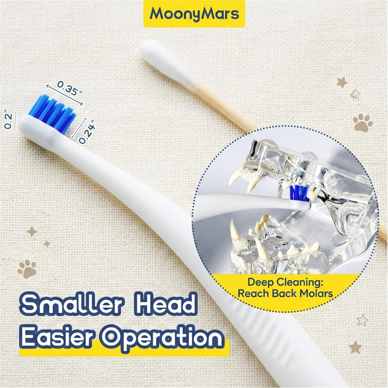 Cat Toothbrush Tiny, Small Dog & Puppy Tooth Brushing Kit, Ultra Soft & Mini 15° Curved Head Teeth Brush for Kitten Pet, Doggy Toothbrushes Deep Dental Clean, Soft Bristles, 2 PCS - White 1 Count (Pack of 2)