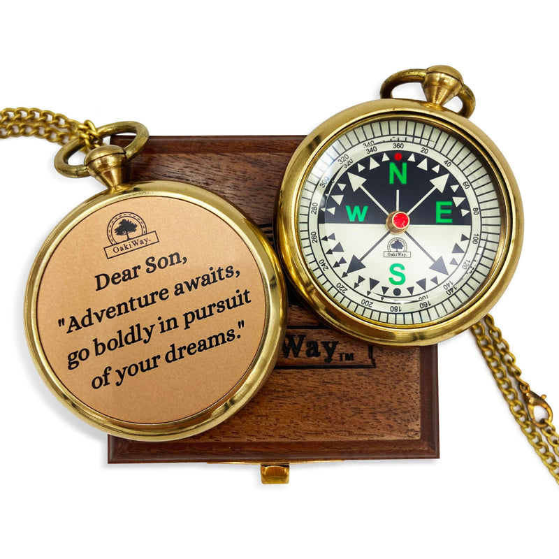 The Dream Chaser Compass - Go Confidently -2026 Unique Graduation Gifts for Him, College, High School, Cool Birthday Gift Idea for Son, Boys, Motivational Greeting Card Included Dream Chaser - Dear Son
