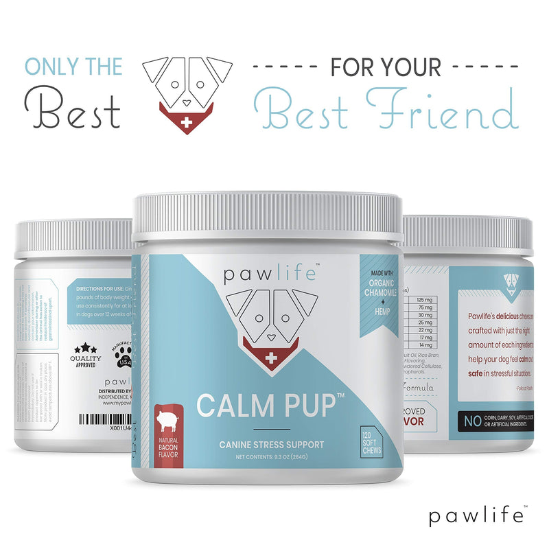 Hemp Dog Calming Chews - Anxiety Relief Treats, 120 Calming Treats for Dogs, Calm Pup Dog Anxiety Relief & Joint Support, Oil Infused Calming Chews for Dogs Anxiety (Bacon Flavor) Bacon 120 Count (Pack of 1) - PawsPlanet Australia