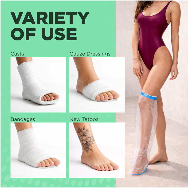 100% Waterproof Adult Cast Covers for Shower Leg, Resuable 28" Long,Easy to wear, Cast shower cover leg,foot bag for showering, post surgery waterproof foot boot covers, Plastic bag to cover leg - BeesActive Australia