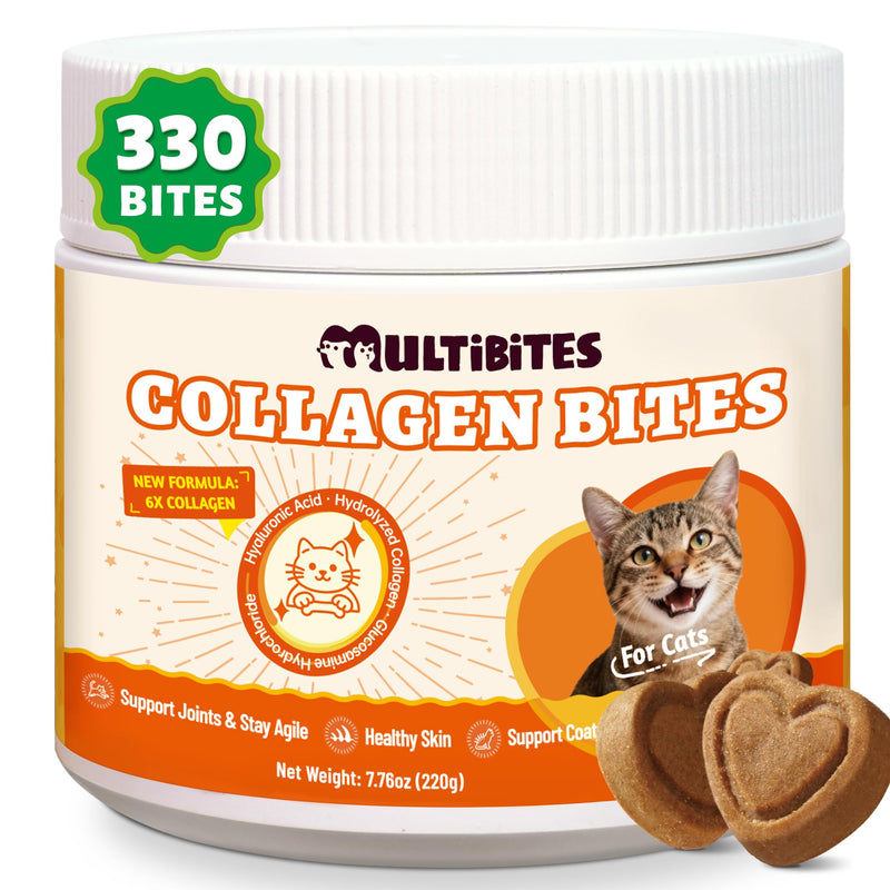 220g Collagen Bites for Cats - Cat Collagen Supplements with Glucosamine, Taurine & Omega 3 - Joint Health,Skin Coat & Immune support - Pet vitamins and supplements