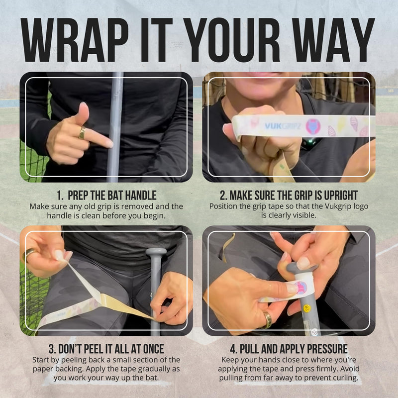 VukGripz USA Made Baseball Bat Grip Tape - Non Sticky, Friction Based, Moisture Wicking, Vibration Reducing Softball Batting Grips - Official Bat Tape Grip Supplier of USA Baseball Legacy Stars and Flags - BeesActive Australia