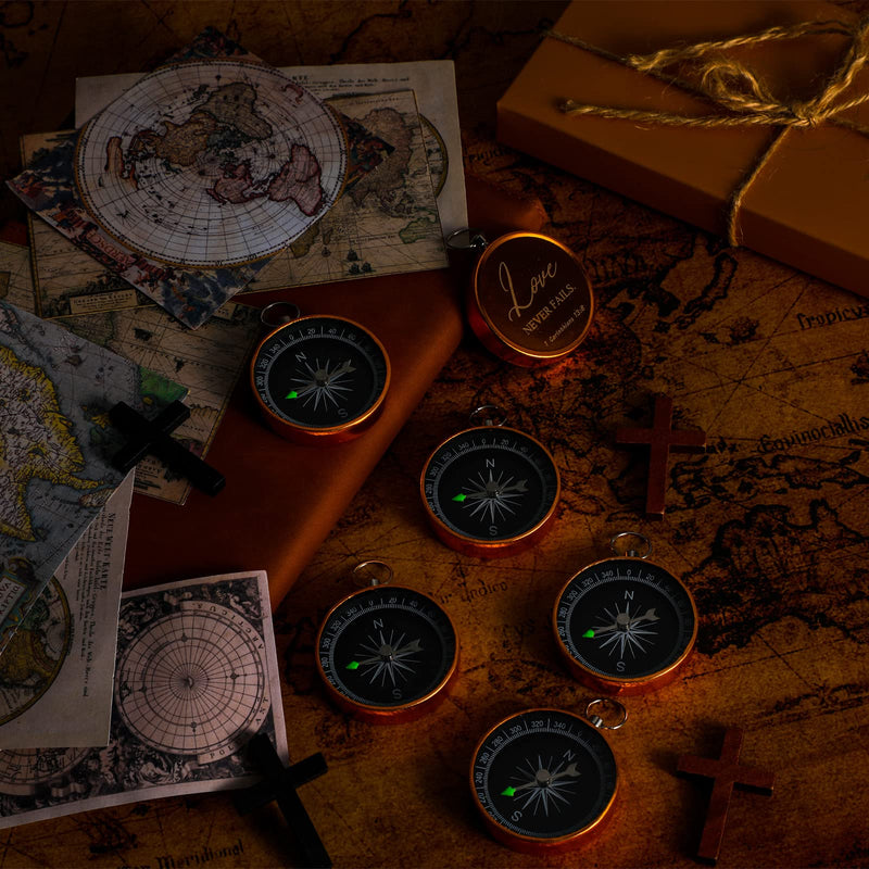 Fumete Christian Gift Compasses Hiking Scripture Religious Bible Vintage Gifts for Fathers Day Appreciation Gift Set Bible Church Men Sunday School Teacher Pastor Clergy Gold 50