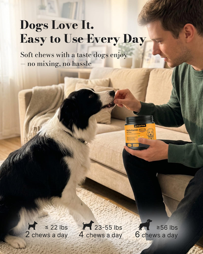 5-in-1 Advanced Multivitamin for Dogs - Daily Dog Vitamins with 1 Billion Probiotics, CoQ10, Lutein & Omega 3 - Skin, Coat, Heart, Eye & Gut Health Supplement - 120 Chews Chicken