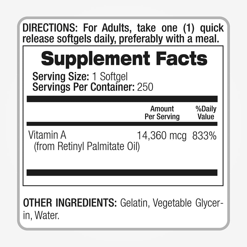 FITO MEDIC'S Lab - Vitamin a 25000 iu softgels - 250 Softgels- Ultra high Absorption, Healthy Skin & Eyes, Antioxidant Activity & Immune System Function. - BeesActive Australia