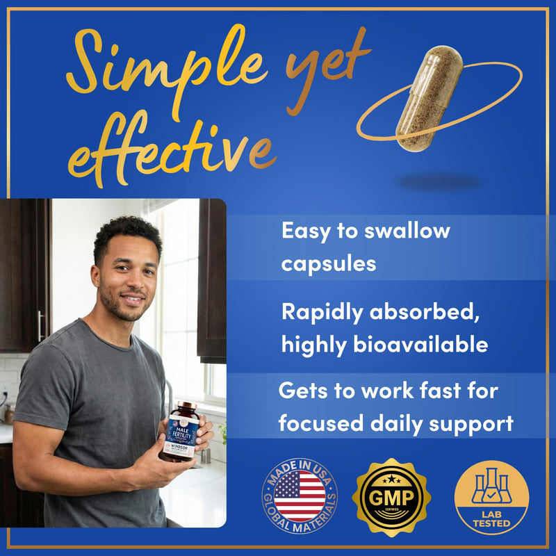Male Fertility Supplement with Maca Root - Mens Health Conception Fertility Prenatal Vitamins Plus Natural Extracts - Prenatal Fertility Supplements for Men - 3rd Party Tested - 120 Capsules, 2 Month 120 Count (Pack of 1) - BeesActive Australia