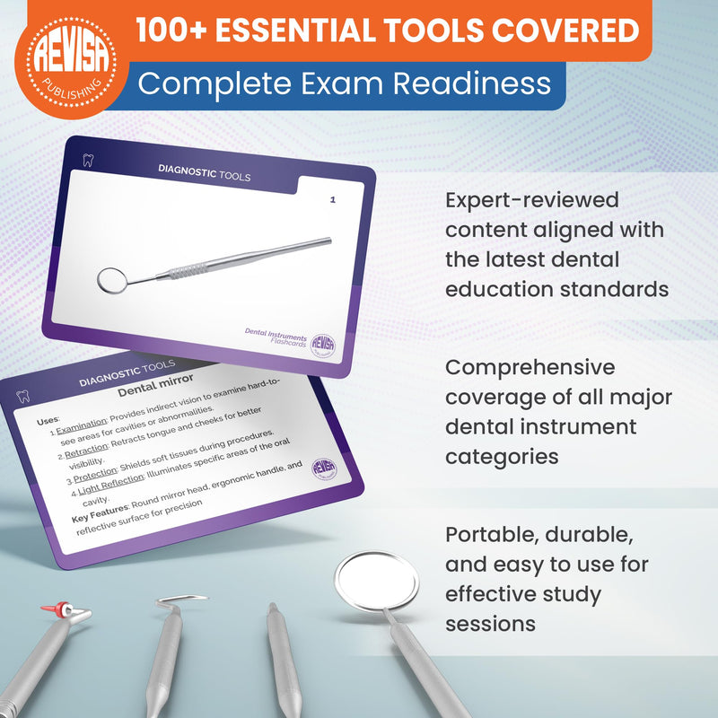 Dental Instruments Flash Cards for Studying – Over 100 Study Flash Cards for Dental Assisting Students, Exam Practice – Practical Visual Aids with Tool Image and Descriptions – Pocket-Size - BeesActive Australia