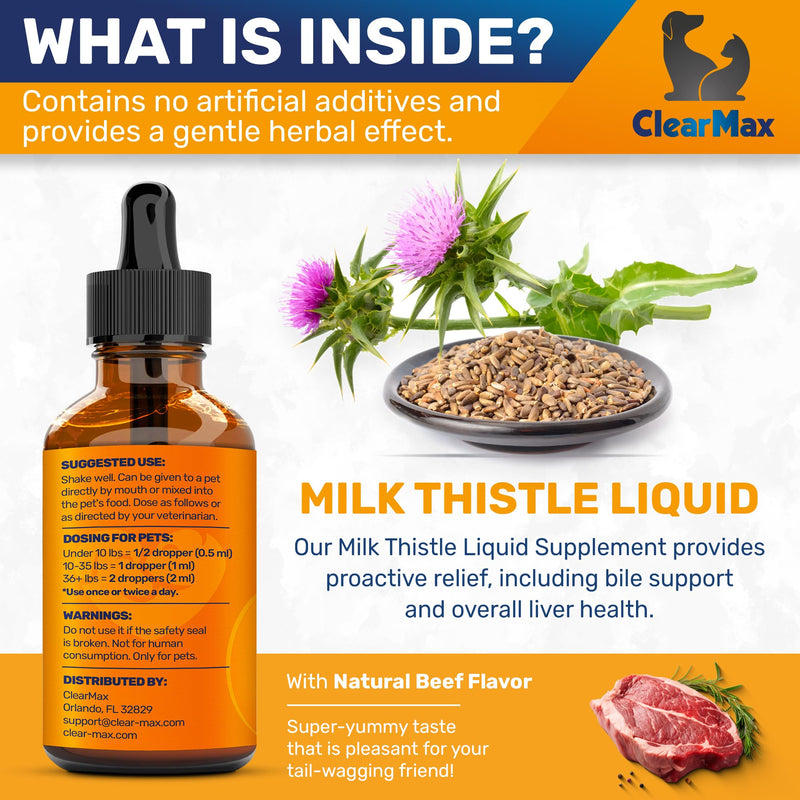 Milk Thistle for Dogs and Cats – Milk Thistle Supplement for Dogs and Cats – Kidney Support – 2 Oz - PawsPlanet Australia