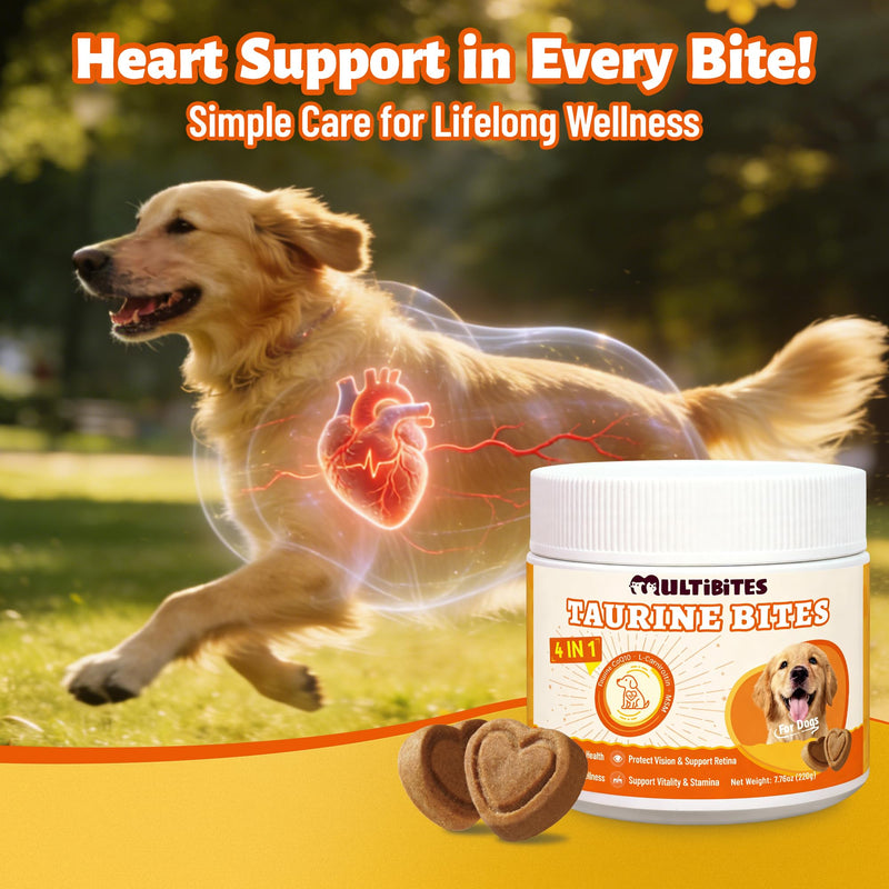 20% Taurine for Dogs with CoQ10, Vitamins & L-Carnitine - Vet-Formulated Taurine Supplement for Dogs for Heart Health & Vitality, Fish Oil Added for Skin & Coat, 7.76oz