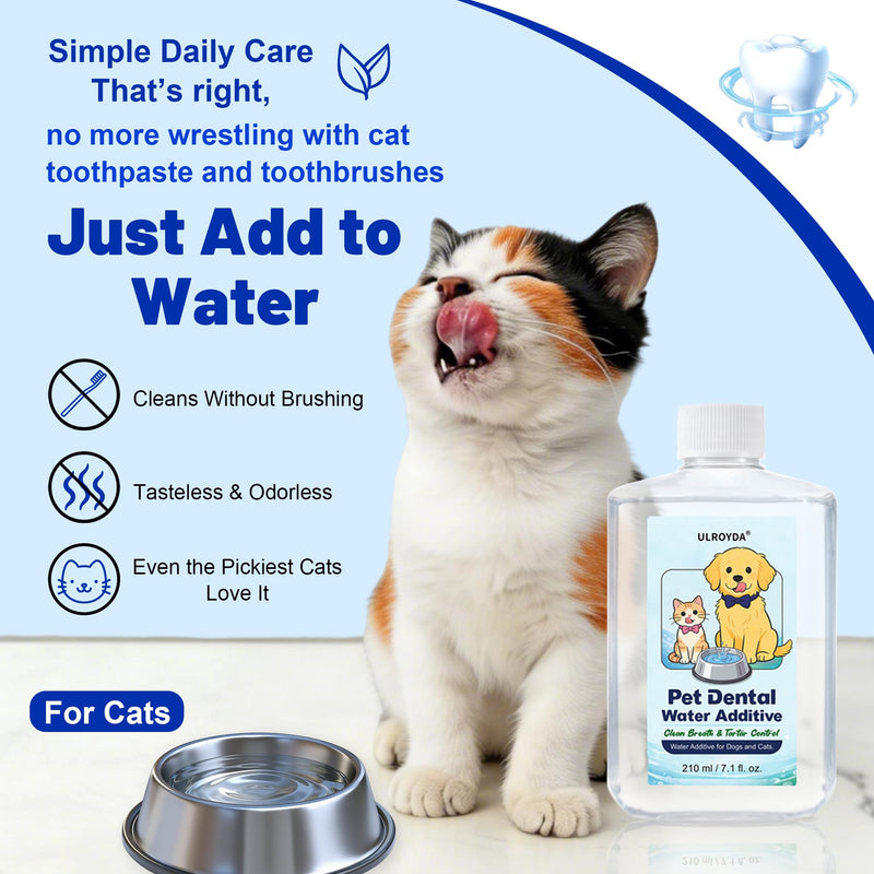 Fresh Breath Water Additive for Cats and Dogs - Enzyme & Probiotic Teeth Cleaning Solution - Reduces Plaque & Tartar - Supports Pet Gum Health - No Brush or Toothpaste Required - 7.1 FL OZ