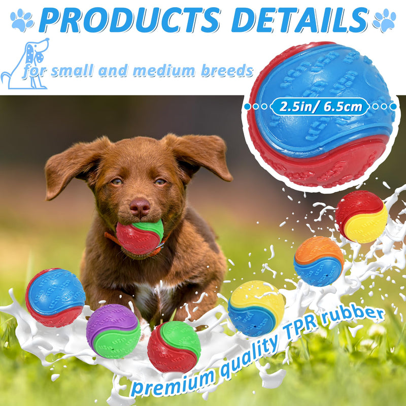 6Pcs Squeaky Dog Balls, Dog Toys Balls for Training, Tough Ball Toys for Dogs, Fit with Dog Ball Launcher, High Bouncy Dog Ball for Interactive Playing, Puppy Pet Chew Balls Teething Balls 2.5in S6-muti-color - BeesActive Australia