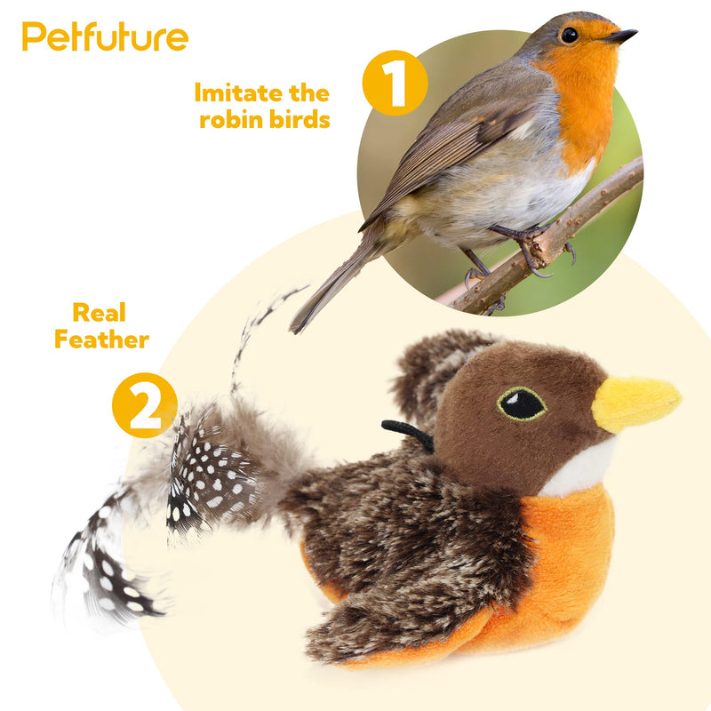 Cat Toys for Bored Indoor Cats, Cat Bat Wings with Catnip Cats, USB Rechargeable Motion Activated Kitten Toys, Interactive Flapping and Chirping Bird Cat Toy Robin Bird - BeesActive Australia