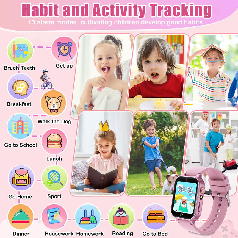 Zeacool Kids Smart Watch, Smart Watch Toys with 39 Games, Camera Video Recorder Music Alarm Calculator Calendar Pedometer Stopwatch Flashlight Gift Toys for 3-12 Years Old Boys and Girls (Pink) Pink - BeesActive Australia