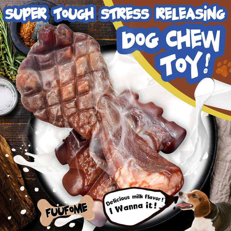 Dog Chew Toys for Aggressive Chewers：2 Pack Indestructible Dog Toy for Large Breed- Tough Nylon Teething Bone Toy to Keep Them Busy Medium - BeesActive Australia