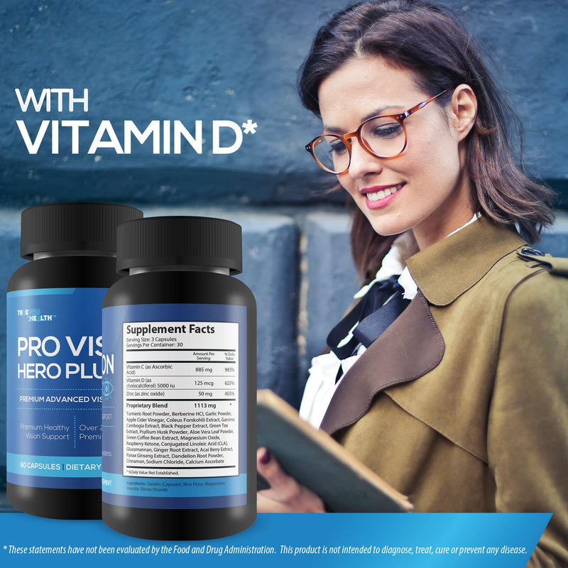Pro Vision Hero Plus - Premium Advanced Vision Support - Vitamin, Mineral, & Herbal Vision Supplement - Support Healthy Day & Night Vision - Promote Reduced Eye Strain & Eye Pressure - Aid Eye Health - BeesActive Australia