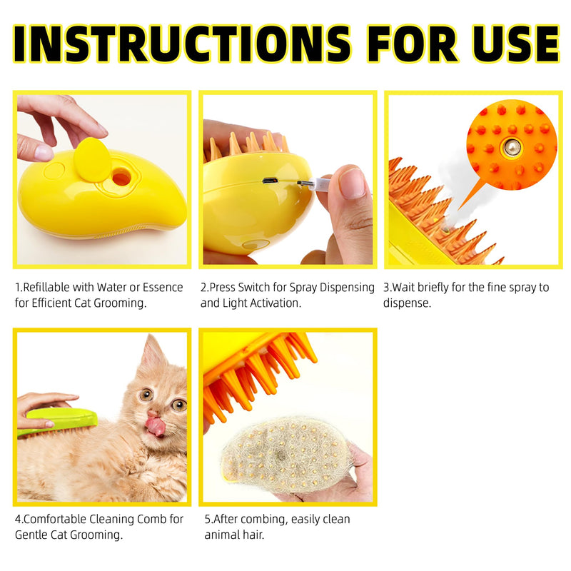 Steamy Cat Brush, 3 In1 Cat Steamy Brush, Self Cleaning Steam Cat Brush for Massage, Silicone Steam Pet Brush for Removing Tangled And Loosse Hair (green) green - BeesActive Australia