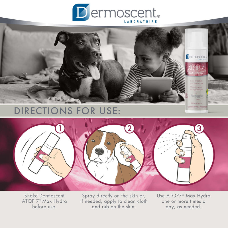 Dermoscent ATOP 7 Max Hydra Spray for Pets | Natural Hydrating Mist with Pre & Probiotic Complex for Dry, Allergy & Atopy-Prone Skin Relieves Skin Dryness & Protects Cutaneous Barrier Non-Greasy