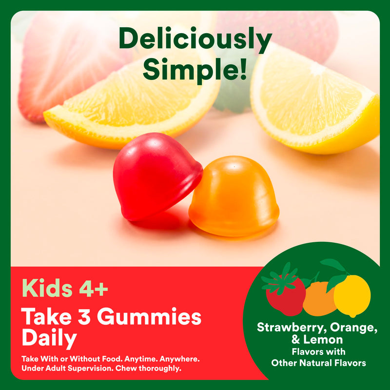 SmartyPants Kids Multivitamin & Fiber Gummies: Prebiotic Fiber to Support Kids Digestion with Vitamin D3, C, Vitamin B12, B6, A, Zinc, Biotin, Folate, Three Fruit Flavors, 90 Count (30 Day Supply) 90 Count (Pack of 1) Multi Fiber - 30 Day Supply