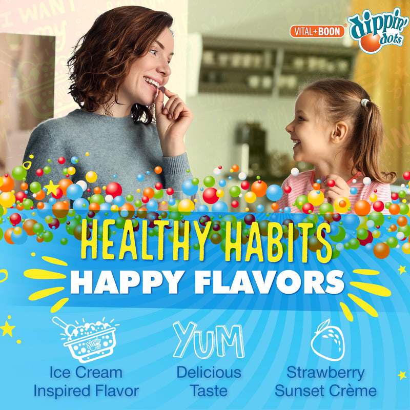 Dippin' Dots Collagen Supplements for Women, Vitamin C Gummies (60 Ct) | Strawberry Sunset Creme collagen gummies with Vitamin C support hair, skin, nails & immune health; no artificial colors. 60 Count (Pack of 1)