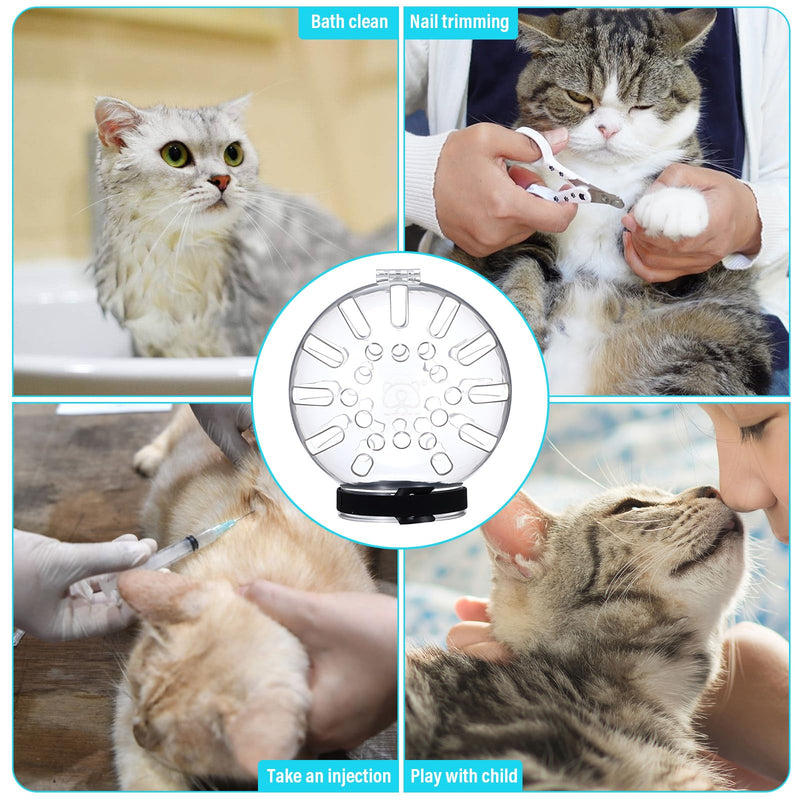 Cat Muzzle for Grooming Adjustable Hood with Paw Covers, Breathable Cats Helmet Anti Bite Muzzles Anti Scratch Boots Silicone Kitten Bubble Muzzle and Paw Protector for Pet Bathing Cat Claw Care