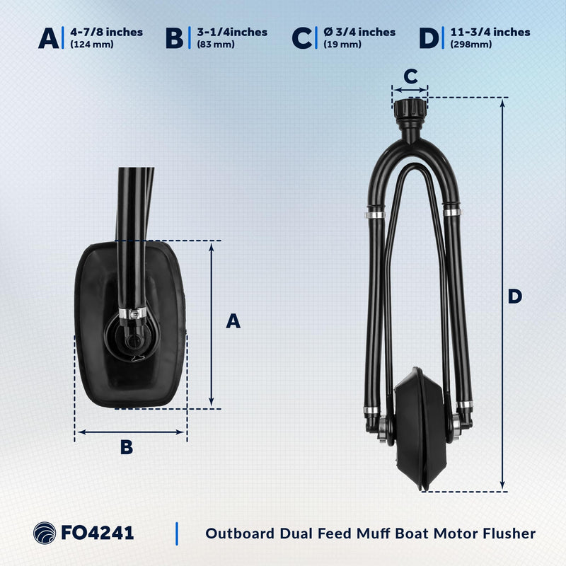 Five Oceans Outboard Motor Muffs, Boat Motor Flusher, Black PVC Marine Grade Muffs, Coated Steel Bracket, Includes Garden Hose Connector & Quick Connect Adapter Dual-Feed Rectangular Muffs - BeesActive Australia