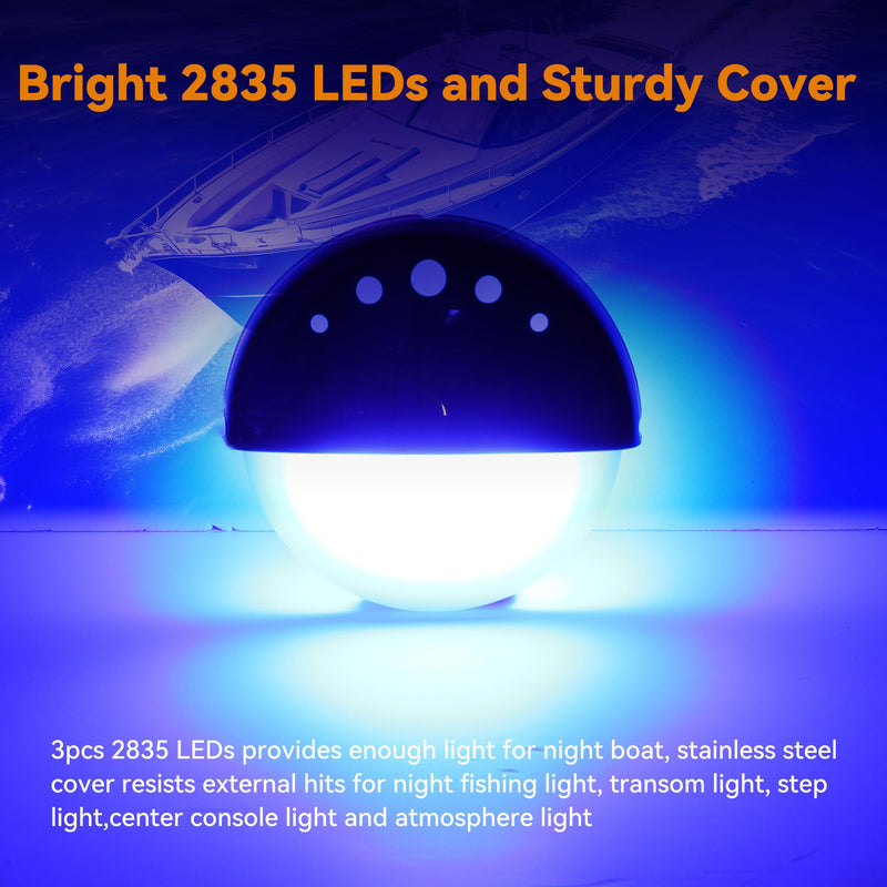 RVZONE Boat Courtesy Lights Waterproof Boat Interior Lighting Deck Lighting Night Fishing Lights Marine Center Console Cockpit Transom -Lights for Pontoon Runaboat Jon Wake Fishing Bass(Blue) Blue