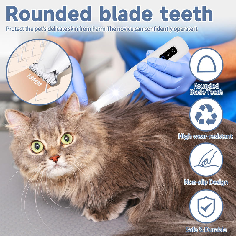 Paw Trimmer for Dogs, Dog Clipper Quiet, Dog Paw Trimmer with LED Light, Dog Hair Clipper Claw Grinder USB Rechargeable Clipper for Dog Cat Paws White - BeesActive Australia