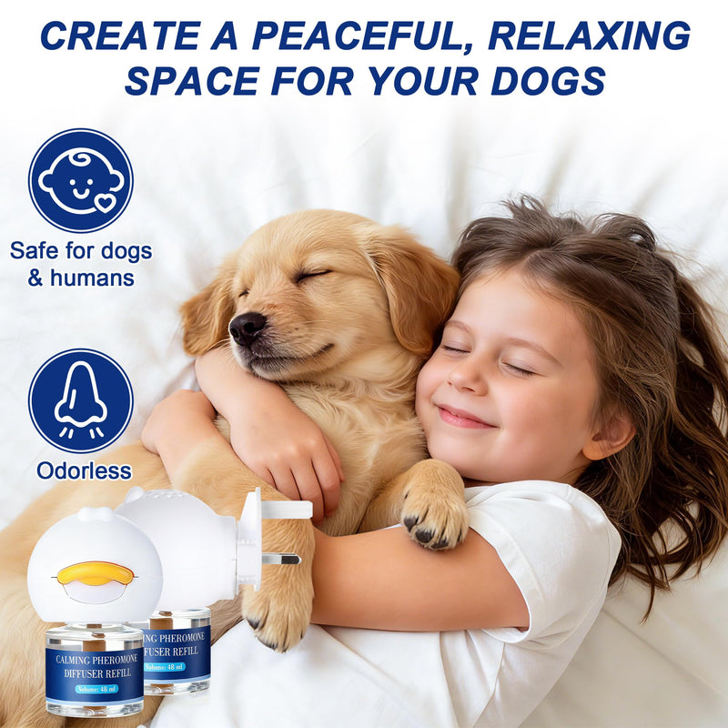 9 In 1 Dog Calming Pheromone Diffuser (3 Plug in + 6 Refills), Relief Anxiety, Storm Stress & Indoor Behavior Support, 180 Day Long Lasting Refill, Natural Odorless Safe Formula