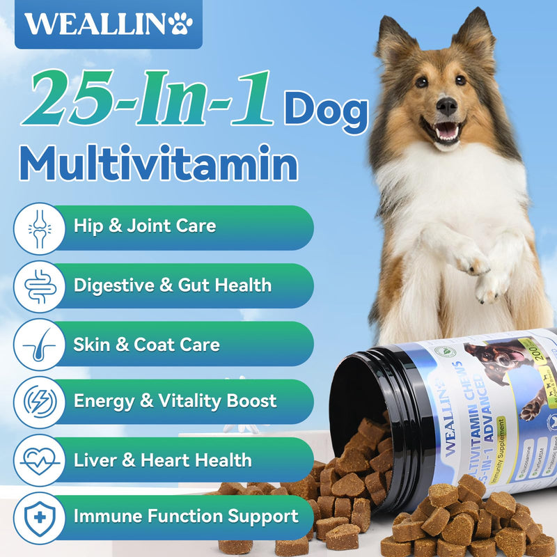 WEALLIN Cat & Dog Wellness Bundle, Taurine Cat Multivitamin Treats + 25-in-1 Dog Multivitamin Chews, Daily Nutrition, Immune Support, Digestion, Skin & Coat, Heart, Hip & Joint Care