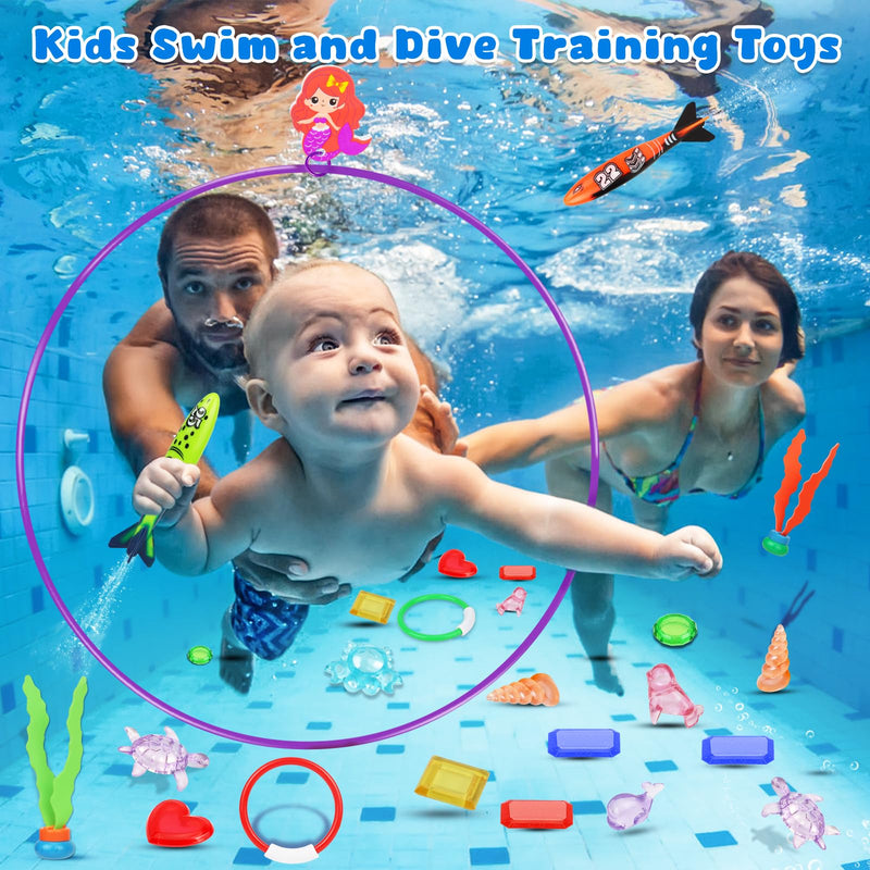 Pool Diving Toys for Kids: Airyard 31 PCS Underwater Swim Rings and Diving Game Set Fun Pool Game Backyard Summer Water Toys for Birthday Party Toddlers Kids Teens Adults - BeesActive Australia
