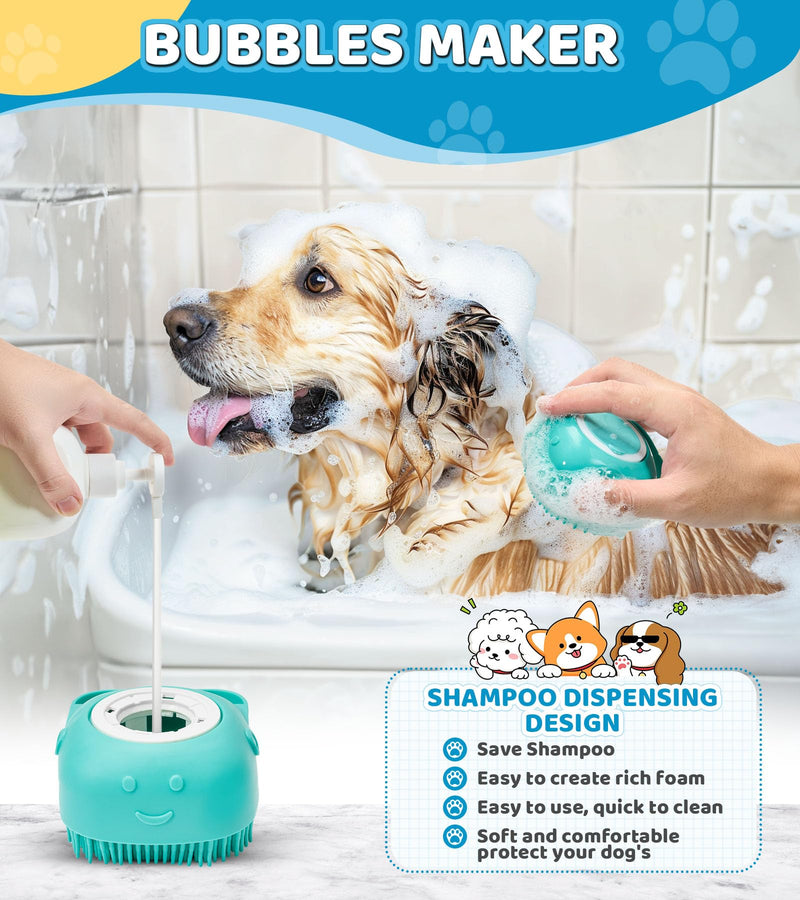 Dog Bath Brush Pet Massage Shampoo Brush Dog Scrubber for Dog Washing Brush Scrubber Pet Bath Massage Brush with Soft Silicone Bristles for Dog Cat Grooming Cleaning - BeesActive Australia