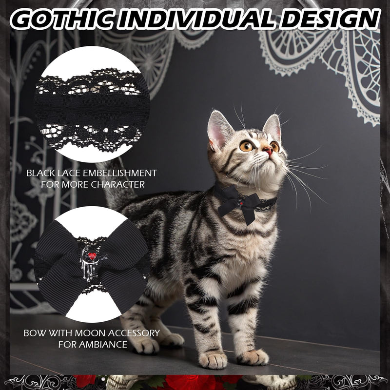 EXPAWLORER Cat Collar with Bells,Adjustable Soft Velvet Cat Collar Breakaway with Flower Accessory,Safety Quick Release Gothic Style Pet Collar for Cat,Kitten,Small Dog Black - BeesActive Australia