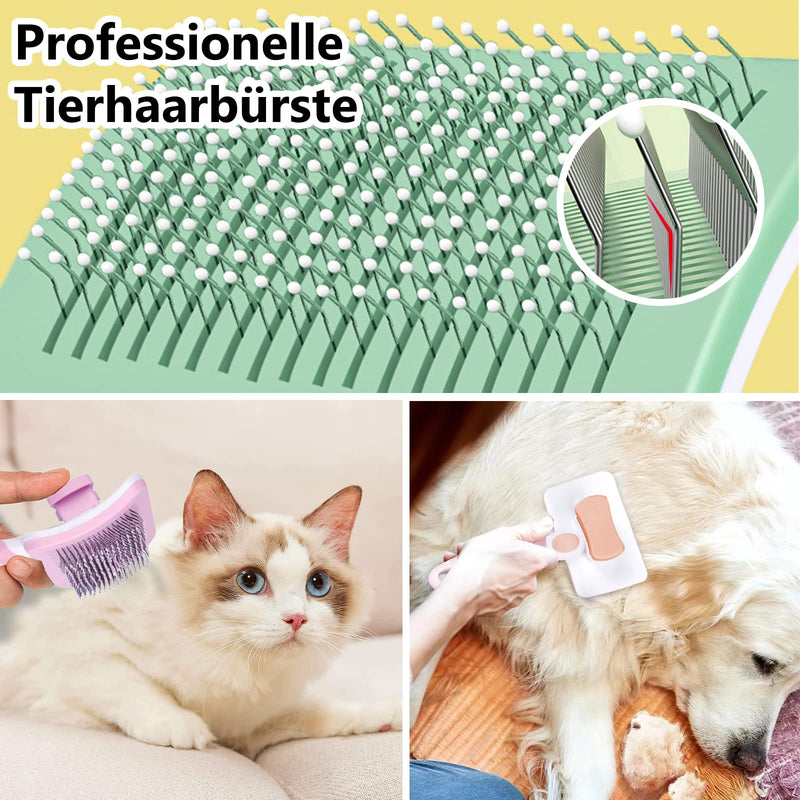 Phantasy® Small Pet Dog Brush Cat Brush, Pet Brushes Self-Cleaning Fur Brush, Hair Remover Pet Brush for Long Hair and Short Hair, Orange Orange-Small - BeesActive Australia