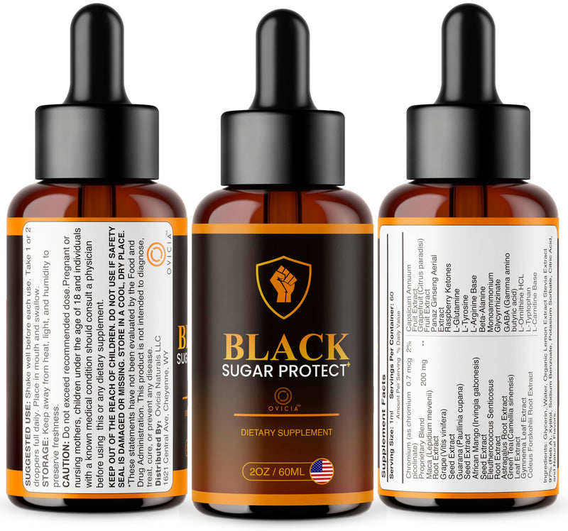 Black Sugar Protect Drops - BlackSugar Protect Premium Liquid Drops All Natural Advanced Formula, BlackSugarProtect Support Vitamins for Overall Health & Wellness, 1 Bottle for 1 Month