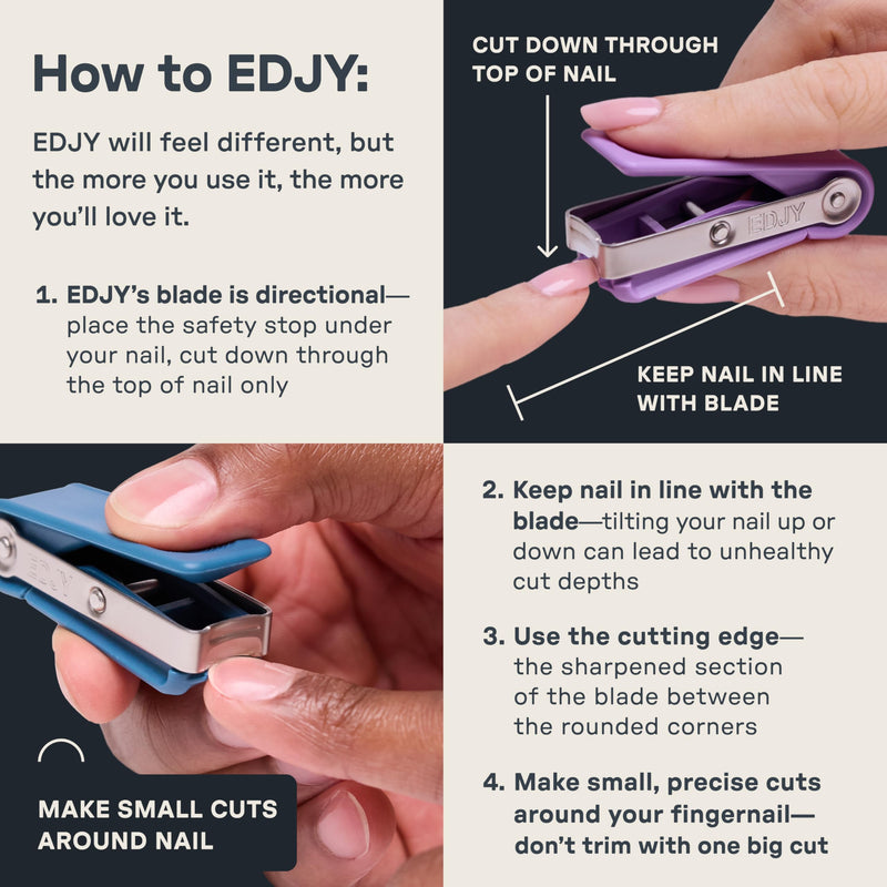 EDJY Fingernail Cutter - Precision Stainless Steel Nail Cutter for Fingernails | Sharp Blade, Ergonomic Design, Durable & Rust-Resistant | Ideal for Men and Women EDJY Blue | 2-Pack Edjy Blue (2-pack)