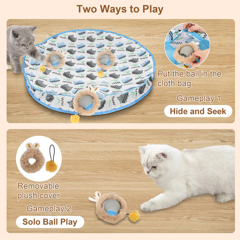 Interactive Cat Toys Balls Fast Rolling in Pouch for Indoor Cats, Automatic Smart Cat Ball Toy with Motion Activated Moving, Rechargeable Electric Cat Toy with Sound Light for Bored Adult Cats Kittens - BeesActive Australia