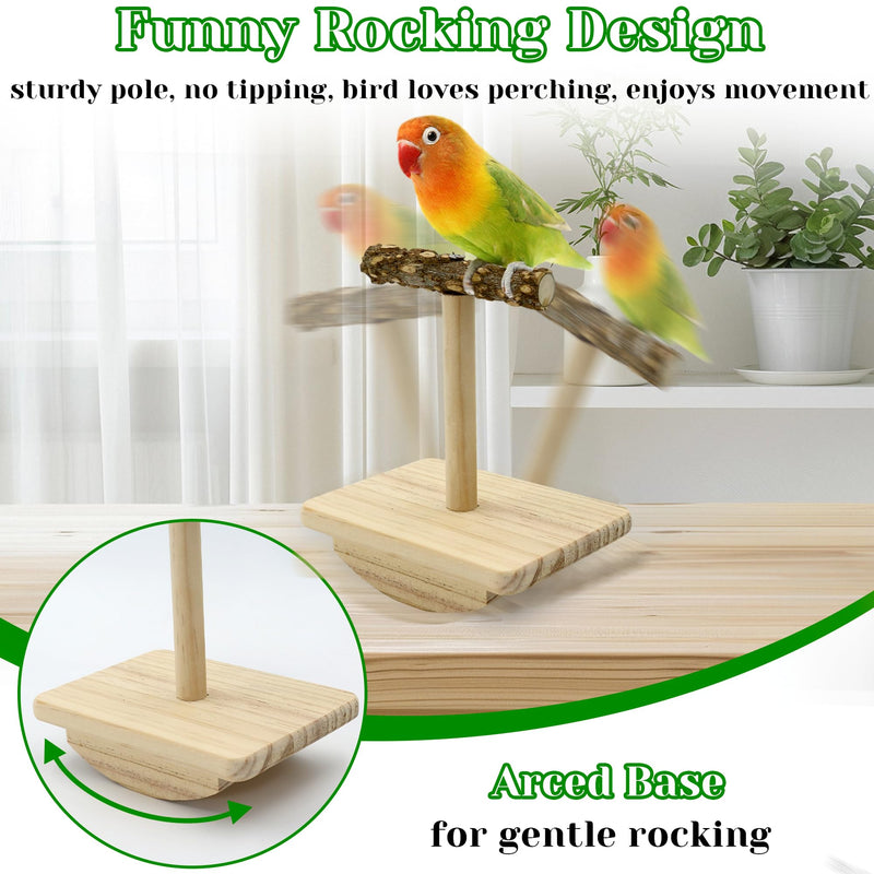 Natural Wood Bird Perch Stand & 2Pcs Bird Perch for Cage, Intelligence Puzzle Platform with Embedded Quartz Claw Care for Conure Cockatiel - BeesActive Australia
